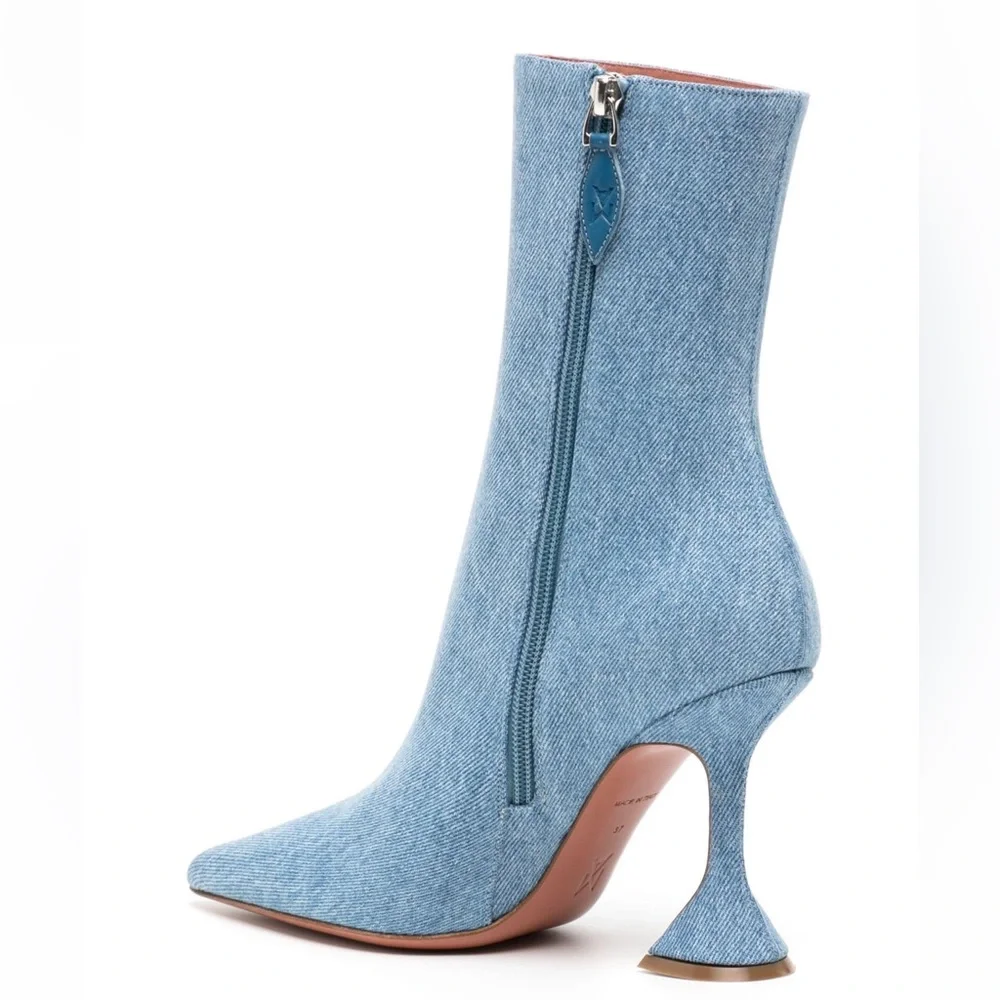 BNIB Amina Muaddi Giorgia Denim Ankle Boots 100mm Size 36 - NEGOTIABLE - Picture 3 of 4